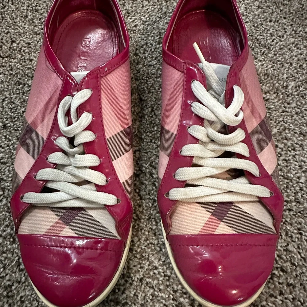 Burberry Pink Plaid Sneakers - Picture 2 of 6